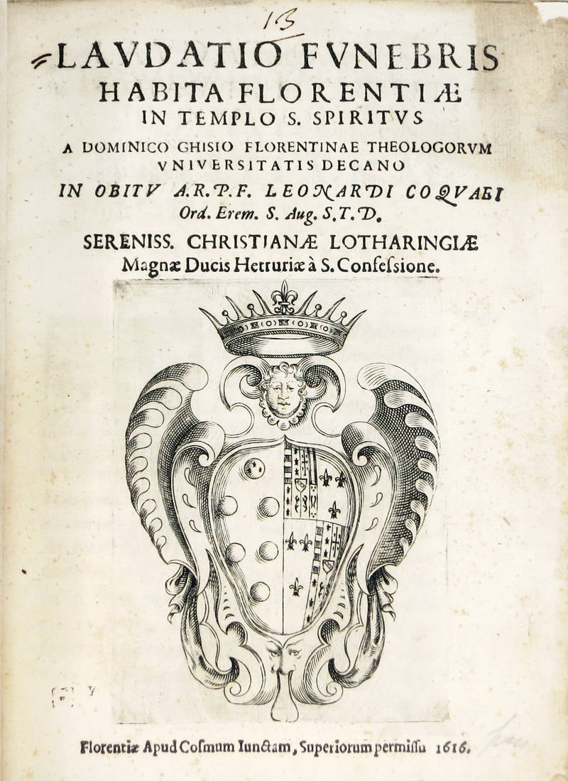 Laudatio Funebris habita Florentiae in Templo S. Spiritus...In obitu A.R.P.F. Leonardi Coquaei...