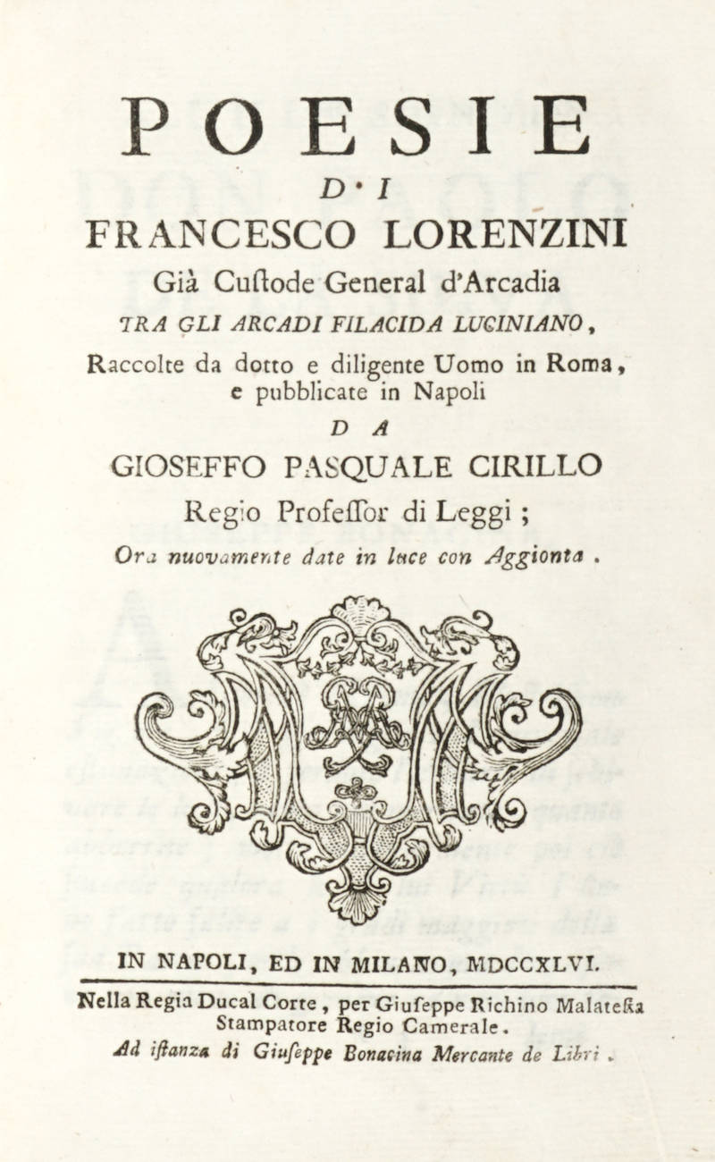 Poesie di L.F..., raccolte da dotto e diligente uomo in Roma, e pubblicate in Napoli da Gioseffo Pasquale Cirillo..., ora nuovamente date in luce con aggiunta. Poesie di L.F..., raccolte da dotto e diligente uomo in Roma, e pubblicate in Napoli da Gioseffo Pasquale Cirillo..., ora nuovamente date in luce con aggiunta.