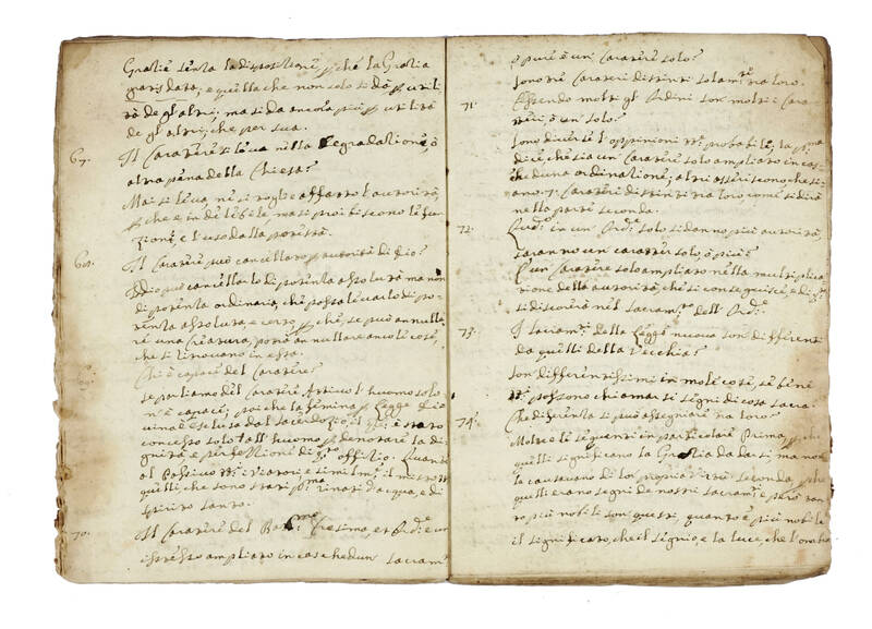 Breve notizia delle cose da sapersi dagl'Ordinandi. Copiato da me Mariano Niccolai l'anno del Signore 1729. Opera del M.tro et doc.mo Preg. Francesco Barontini maestro della scuola di Scarperia. Quaderno primo. Breve notizia delle cose da sapersi dagl'Ordinandi. Copiato da me Mariano Niccolai l'anno del Signore 1729. Opera del M.tro et doc.mo Preg. Francesco Barontini maestro della scuola di Scarperia. Quaderno primo.