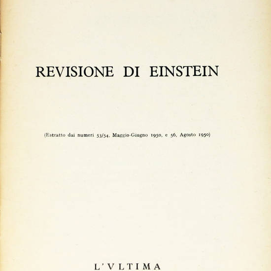 Revisione di Einstein. (Estr.).