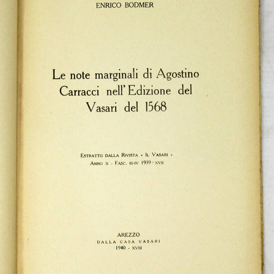 Le note marginali di Agostino Carracci nell'Edizione del Vasari del 1568.
