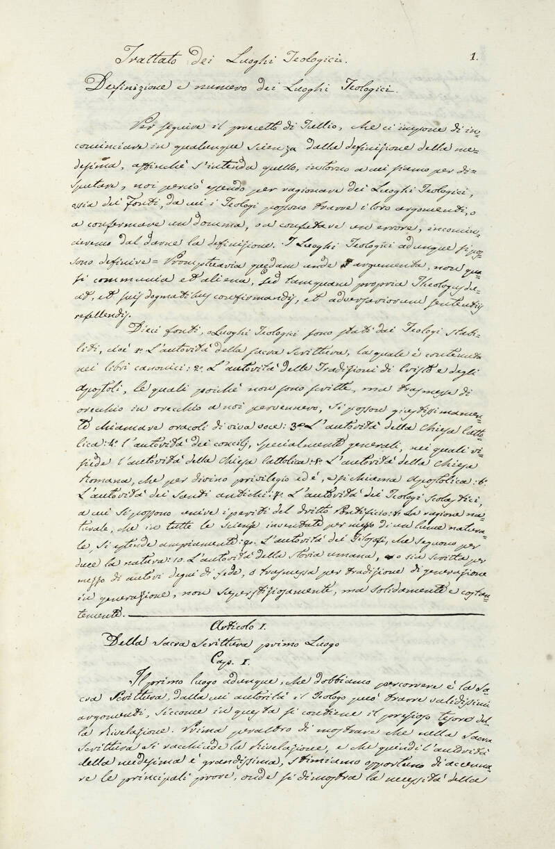Trattato dei Luoghi Teologici. Estratto dalle Lezioni del Sig. Professore C. P. l'anno del Signore 1833.