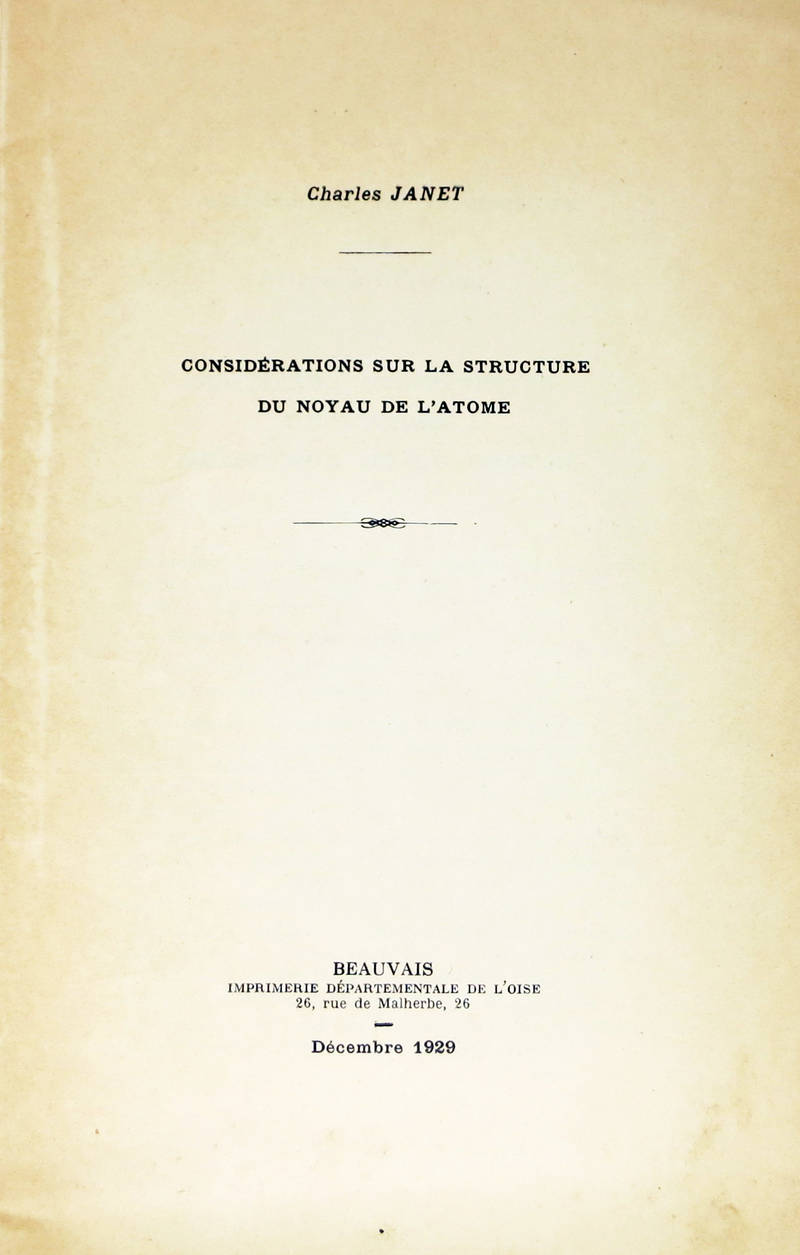 Considérations sur la structure du noyau de l'atome. Considérations sur la structure du noyau de l'atome.