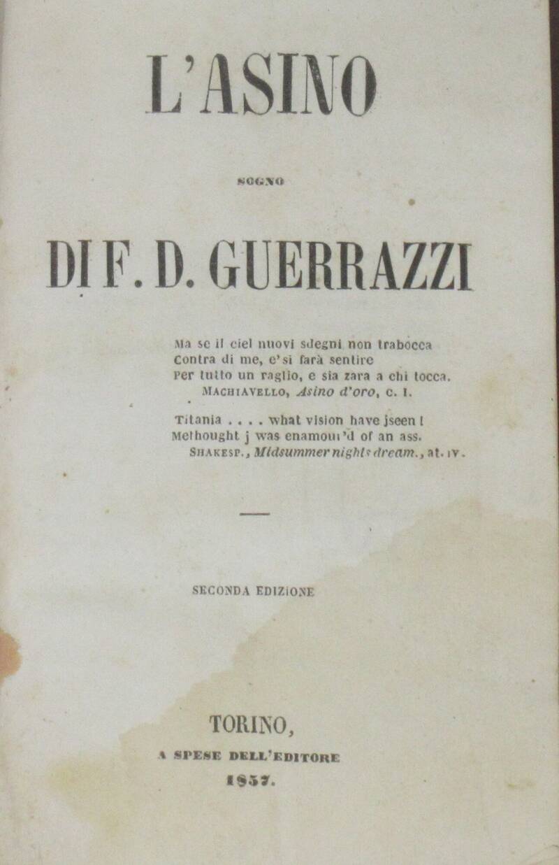 L'asino. Sogno di F.D.G...Seconda edizione. L'asino. Sogno di F.D.G...Seconda edizione.