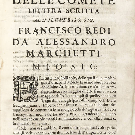 Della natura delle Comete. Lettera scritta all' illustriss. sig. Francesco Redi da... Si premettono per fondamento dell'Opera molte osservazioni intorno alla Cometa dell' anno 1680 e 1681 e nel fine se ne aggiungono alcun'altre intorno a quella del 1682. Della natura delle Comete. Lettera scritta all' illustriss. sig. Francesco Redi da... Si premettono per fondamento dell'Opera molte osservazioni intorno alla Cometa dell' anno 1680 e 1681 e nel fine se ne aggiungono alcun'altre intorno a quella del 1682.