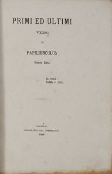 Primi ed ultimi. Versi. Primi ed ultimi. Versi.
