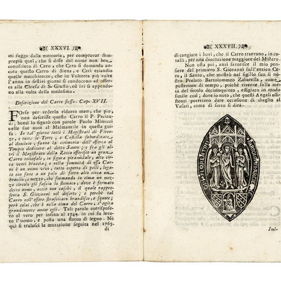 Ragionamento istorico sopra i carri che si conducono al Tempio di S. Gio. Battista di Firenze la mattina del Santo.