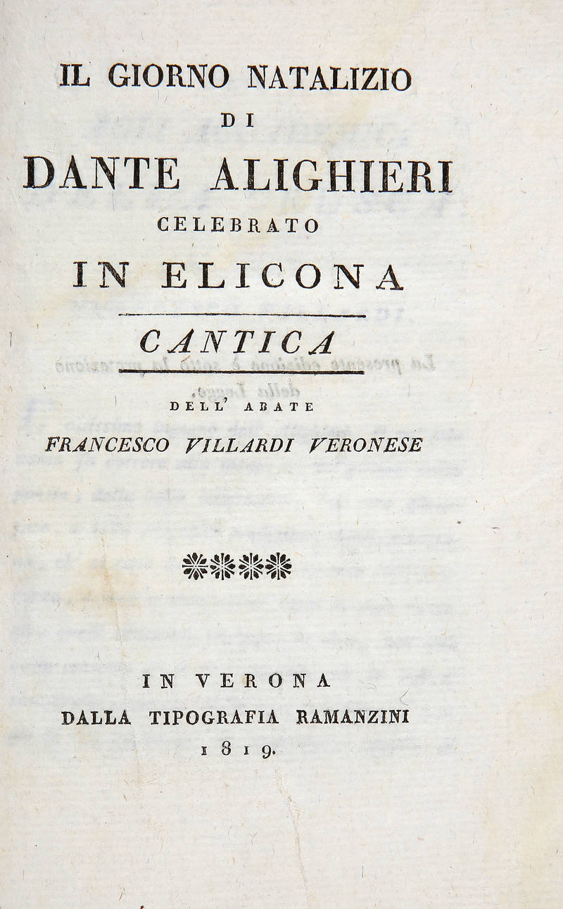 Il giorno natalizio di Dante Alighieri celebrato in Elicona. Cantica.