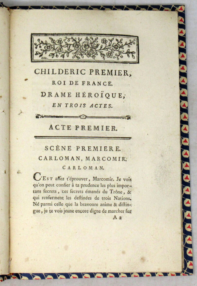 Childeric Premier, Roi de France. Dramma héroique en trois actes.