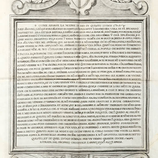 Storia dell'apparizione e de' miracoli di Nostraa Signora di Misericordia di Savona. Divisa in tre Libri.