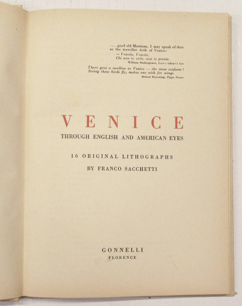 VENICE. Through English and American Eyes. 16 original Lithographs.