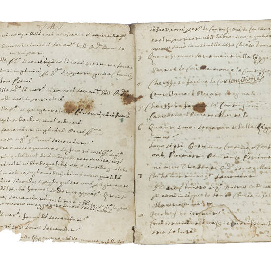 Breve notizia delle cose da sapersi dagl'Ordinandi. Copiato da me Mariano Niccolai l'anno del Signore 1729. Opera del M.tro et doc.mo Preg. Francesco Barontini maestro della scuola di Scarperia. Quaderno primo. Breve notizia delle cose da sapersi dagl'Ordinandi. Copiato da me Mariano Niccolai l'anno del Signore 1729. Opera del M.tro et doc.mo Preg. Francesco Barontini maestro della scuola di Scarperia. Quaderno primo.