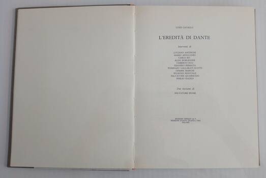 L'Eredità di Dante. Interventi di Luciano Anceschi, Mario Apollonio, Carlo Bo, Aldo Borlenghi, Umberto Eco, Giansiro Ferrata, Tommaso Gallarati Scotti, Cesare Marchi, Eugenio Montale, Salvatore Quasimodo, Emilio Radius. Due Incisioni di Salvatore Fiume L'Eredità di Dante. Interventi di Luciano Anceschi, Mario Apollonio, Carlo Bo, Aldo Borlenghi, Umberto Eco, Giansiro Ferrata, Tommaso Gallarati Scotti, Cesare Marchi, Eugenio Montale, Salvatore Quasimodo, Emilio Radius. Due Incisioni di Salvatore Fiume