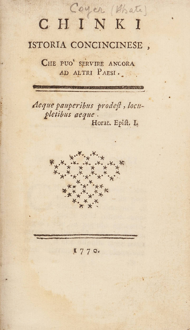 Chinki. Istoria Concincinese, che può servire ancora ad altri paesi.
