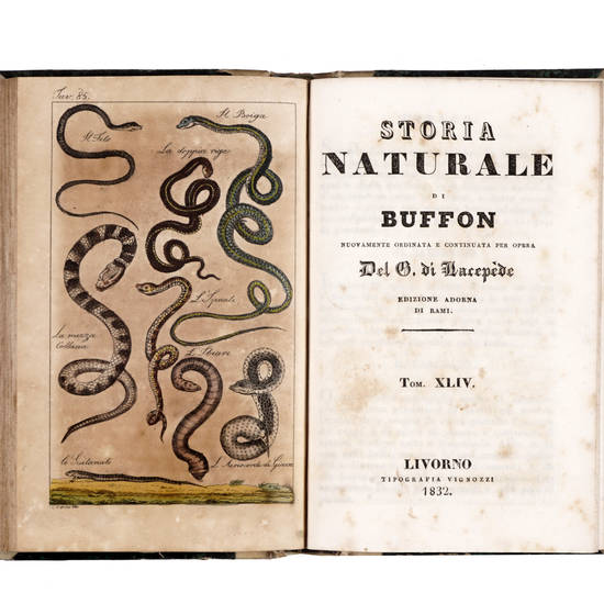 Storia naturale di Buffon, nuovamente ordinata e continuata per opera del C. di Lacepède. Edizione adorna di Rami.