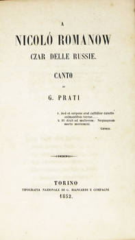 A Niccolò Romanow czar delle Russie. Canto.