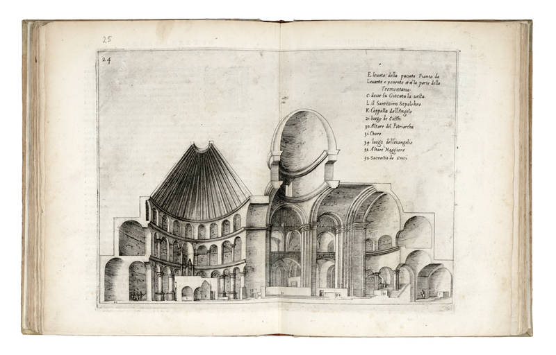 Trattato delle Piante & Immagini de Sacri Edifizi di Terra Santa disegnate in Ierusalemme secondo le regole della Prospettiva & vera misura della lor grandezza dal R.P.F.Bernardino Amico da Gallipoli dell'ord. di S.Francesco de Minori osservanti. Stampate