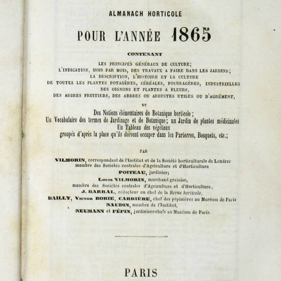 BON (LE) jardinier. Almanach horticole pour l'année 1865...