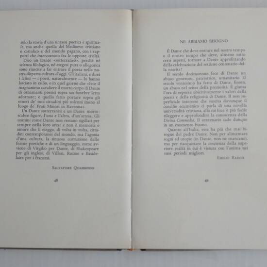 L'Eredità di Dante. Interventi di Luciano Anceschi, Mario Apollonio, Carlo Bo, Aldo Borlenghi, Umberto Eco, Giansiro Ferrata, Tommaso Gallarati Scotti, Cesare Marchi, Eugenio Montale, Salvatore Quasimodo, Emilio Radius. Due Incisioni di Salvatore Fiume L'Eredità di Dante. Interventi di Luciano Anceschi, Mario Apollonio, Carlo Bo, Aldo Borlenghi, Umberto Eco, Giansiro Ferrata, Tommaso Gallarati Scotti, Cesare Marchi, Eugenio Montale, Salvatore Quasimodo, Emilio Radius. Due Incisioni di Salvatore Fiume