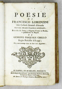 Poesie di L.F..., raccolte da dotto e diligente uomo in Roma, e pubblicate in Napoli da Gioseffo Pasquale Cirillo..., ora nuovamente date in luce con aggiunta.