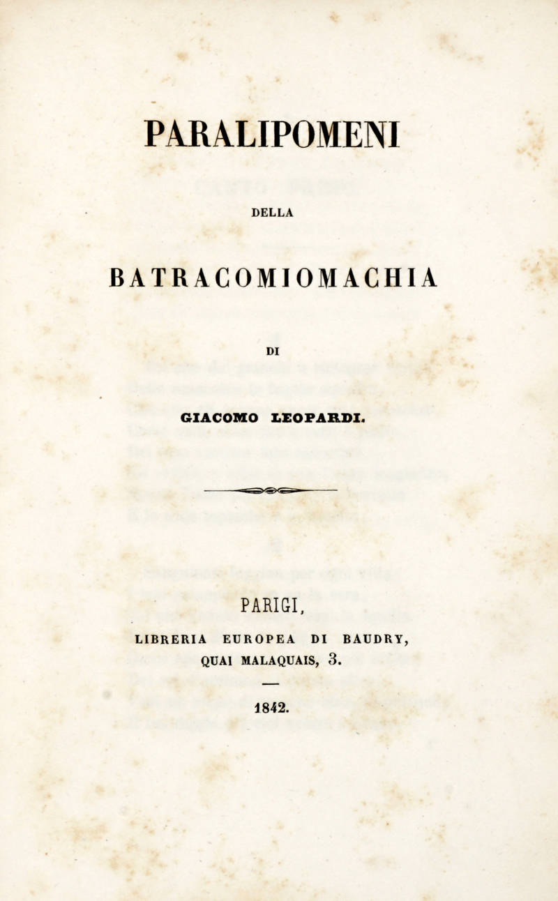 Paralipomeni della Batracomiomachia.