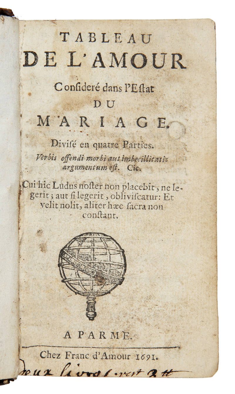 Tableau de l'amour consideré dans l'Estat du mariage, divisé en quatre parties.