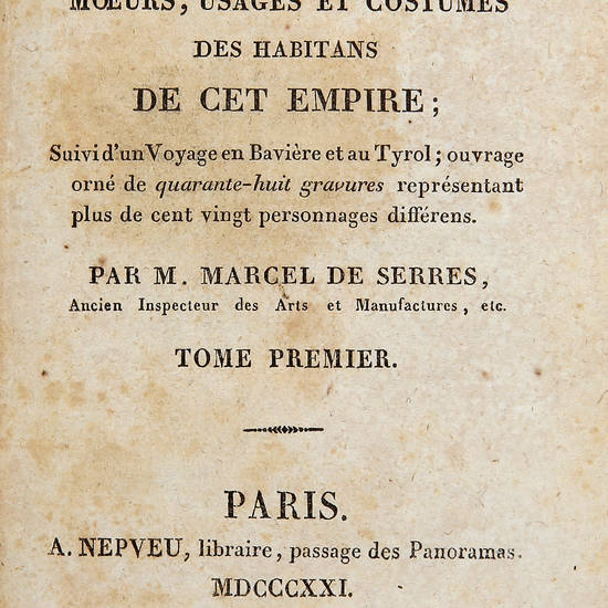 L'Autriche, ou moeurs, usages et costumes des habitans de cet empire; suivi d'un Voyage en Bavière et au Tyrol; ouvrage orné de quarante-huit gravures représentant plus de cent vingt personnages différens. L'Autriche, ou moeurs, usages et costumes des habitans de cet empire; suivi d'un Voyage en Bavière et au Tyrol; ouvrage orné de quarante-huit gravures représentant plus de cent vingt personnages différens.