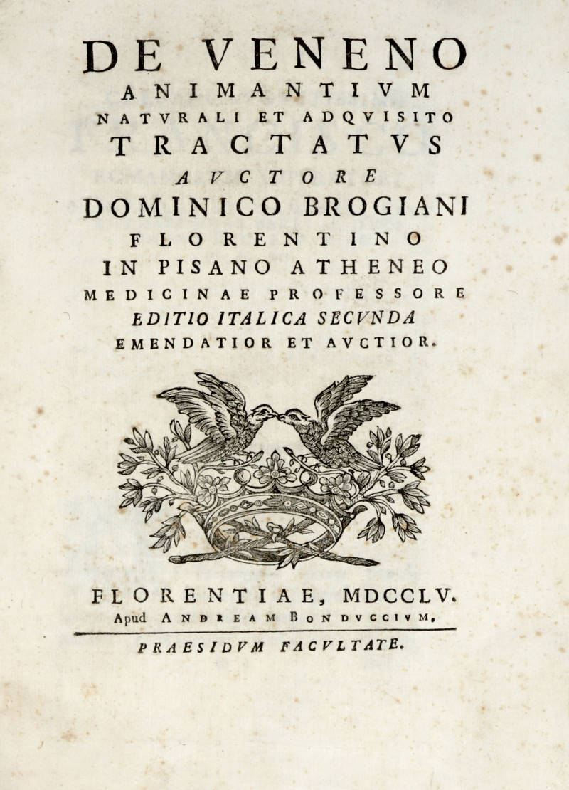 De veneno animantium naturali adquisito tractatus...Editio italica secunda emendatior et auctior. De veneno animantium naturali adquisito tractatus...Editio italica secunda emendatior et auctior.