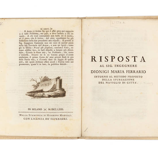 Risposta, alle brevi riflessioni del sig. ingegnere Dionigi maria Ferrario e Piano di naturale spurgo della fossa interiore della città coll'uso dell'acque liberamente correnti proposto da suddetto cavaliere. Risposta, alle brevi riflessioni del sig. ingegnere Dionigi maria Ferrario e Piano di naturale spurgo della fossa interiore della città coll'uso dell'acque liberamente correnti proposto da suddetto cavaliere.