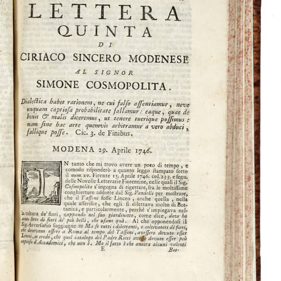 Considerazioni sopra la notizia degli Accademici Lincei scritta dal Signor Giovanni Bianchi, E premessa all'opera intitolata "Fitobasanos" di Fabio Colonna, ristampata in Firenze nel 1744 presso Pietro Gaetano Viviani. In Modena, B. Soliani, Con