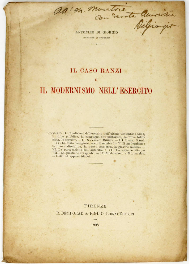 Il caso Ranzi e il modernismo nell'esercito.