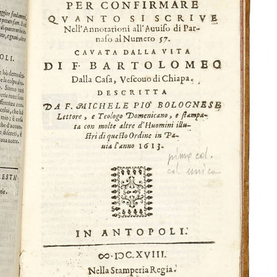 Avviso di Parnaso nel quale si racconta la povertà, e miseria, dove è giunta la Republica di Venetia, et il Duca di Savoia...(Segue:) ALLEGATIONE per confermare quanto si scrive nell'Annotationi all'Avviso di Parnaso al Numero 57, cavata dalla Vita di F Avviso di Parnaso nel quale si racconta la povertà, e miseria, dove è giunta la Republica di Venetia, et il Duca di Savoia...(Segue:) ALLEGATIONE per confermare quanto si scrive nell'Annotationi all'Avviso di Parnaso al Numero 57, cavata dalla Vita di F