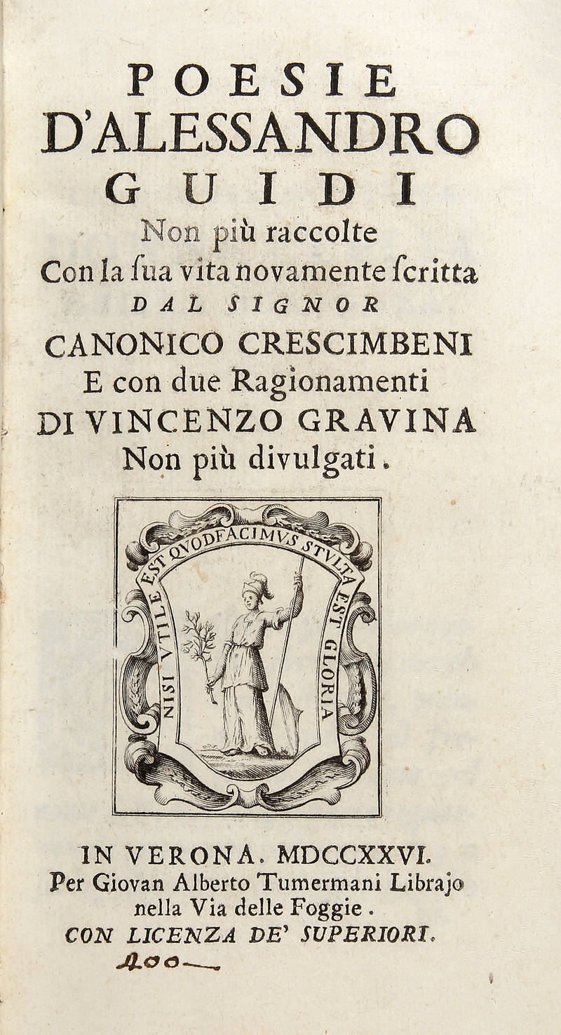 Poesie, non più raccolte con la sua vita novamente scritta dal signor Crescimbeni e con due Ragionamenti di Vincenzo Gravina non più divulgati. Poesie, non più raccolte con la sua vita novamente scritta dal signor Crescimbeni e con due Ragionamenti di Vincenzo Gravina non più divulgati.