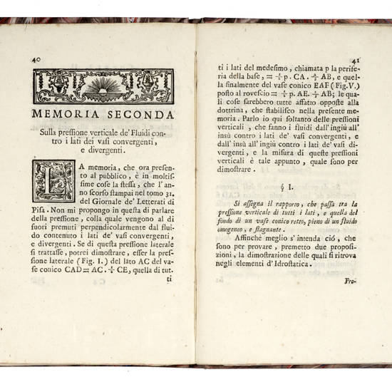 Due memorie idrostatiche sulla pressione de' Fluidi.