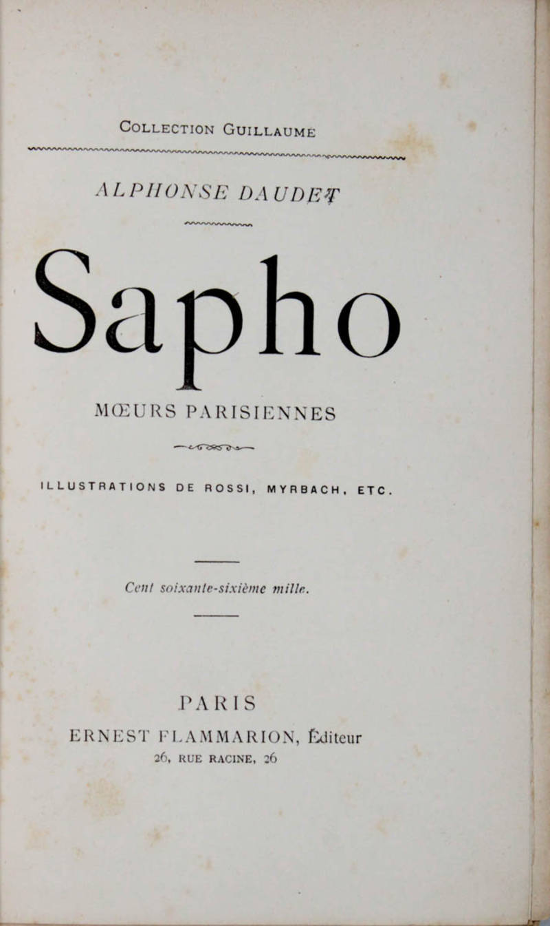 Sapho, moeurs parisiennes. Illustrations de Rossi, Myrbach, etc.
