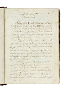 Vita di Sisto V. Estratta dalla Biblioteca Vaticana l'anno 1746 (copiata di nuovo l'anno 1818). (Segue:) Relazioni diverse eseguite sotto vari Pontificati, copiate dagli originali: 1) Relazione della morte del cardinale Carlo Carafa nipote di Papa Paolo I