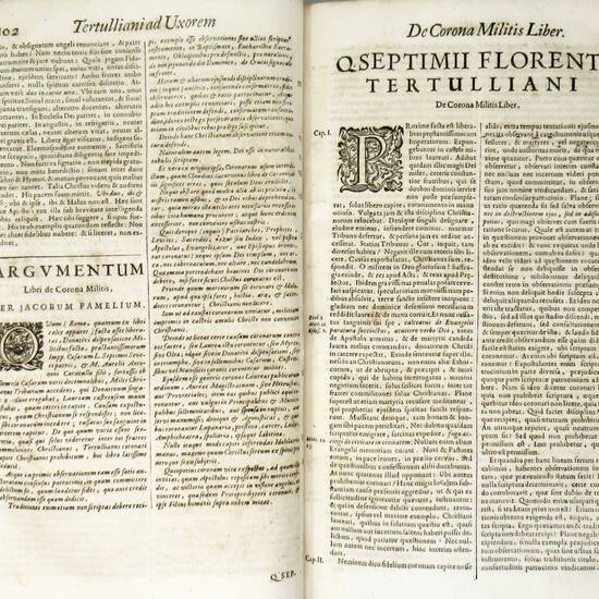 Opera omnia, justa correctionem Pamelii, de la Cerda, Ambianensis, Rigaltii, Priorii, Albaspinaei...Quorum Scholiis adiectae sunt Notae ex Salmasio, Rhenano, Heraldo-Mercerio, Lupo, aliisque desumptae...Praecedunt etiam Authoris Vita...