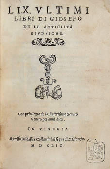 Li X. ultimi Libri di Giosefo De Le Antichità Giudaiche.