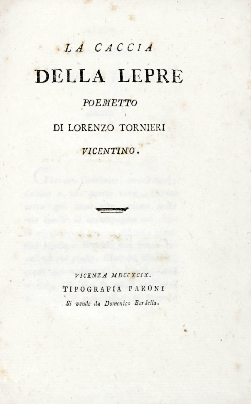La caccia della lepre. Poemetto.