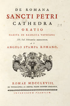 De Romana Sancti Petri Cathedra. Oratio habita in Basilica Vaticana XV. Kal. Feb. MDCCLXVIII.