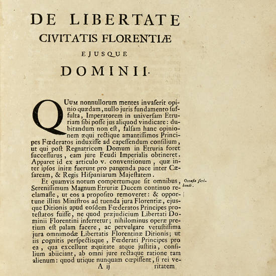 De libertate civitatis Florentiae ejusque dominii.