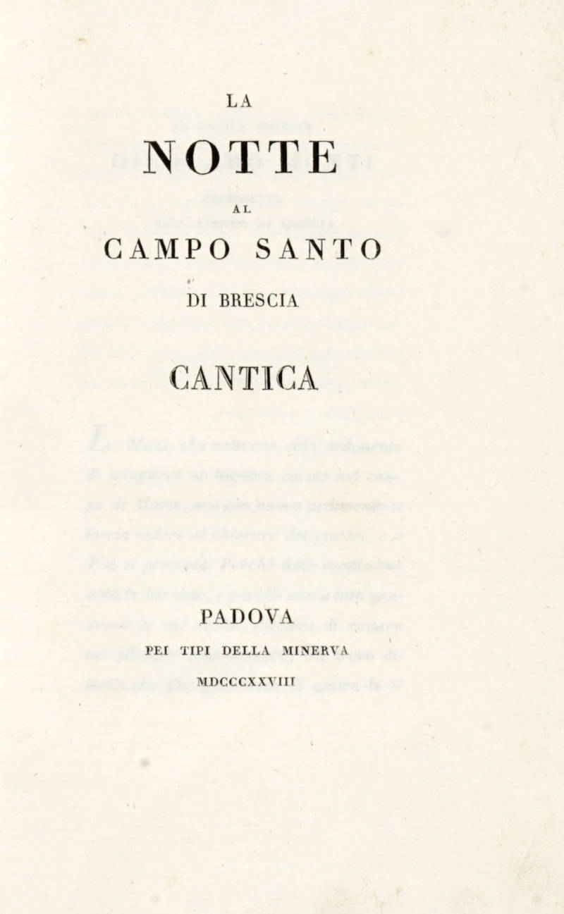 La Notte al Campo Santo di Brescia. Cantica.