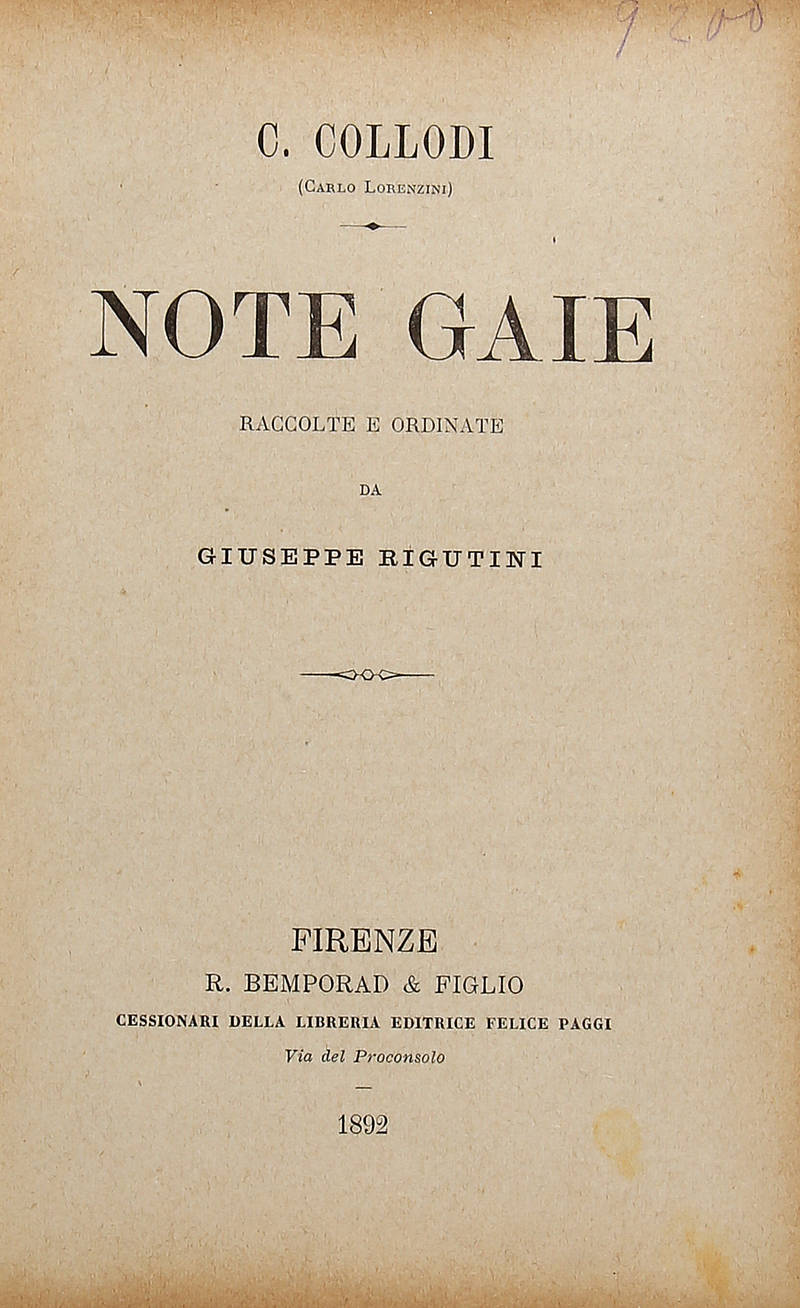 Note gaie, raccolte e ordinate da Giuseppe Rigutini.
