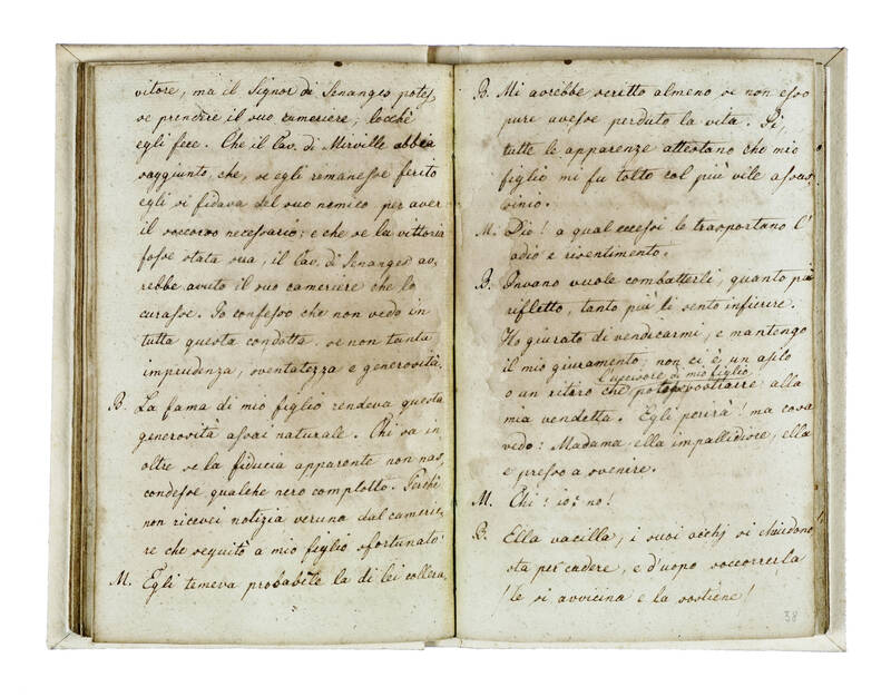 La Curiosa Commedia in due atti. Traduzione dal tedesco di Conrad Wolf. 1824-1825.