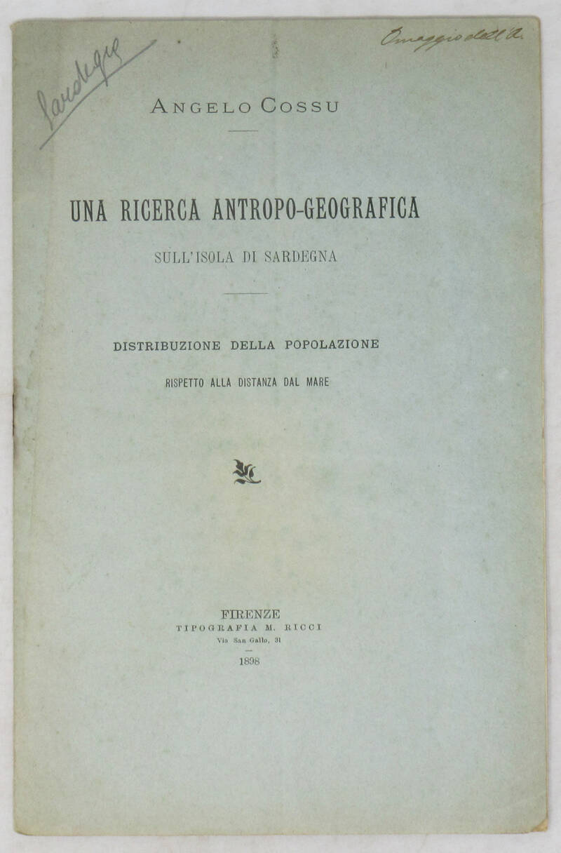 Una ricerca antropo-geografica sull'isola di Sardegna. Distribuzione della popolazione rispetto alla distanza dal mare.