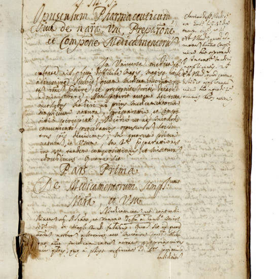 Miscellanea. (Contiene fra l'altro: Opuscolum Pharmaceuticum-De Morbis-De Epilessia-Apoplexia-Paralysi-Angina...).