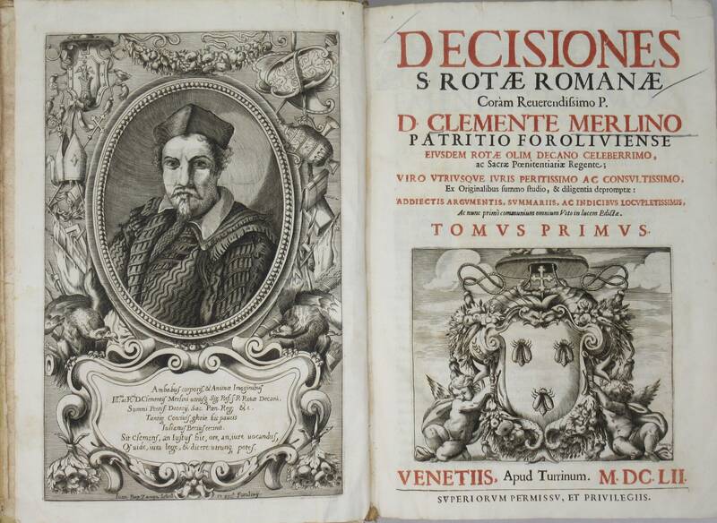 Decisiones S. Rotae Romanae...Addiectis argumentis, Sumoriis, ac Indicibus Locuplentissimis...(Segue:) Decisiones omissae in Volumine...Secundum Venetam editionem. Augustae Taurinorum, Typis F. Ferroini.