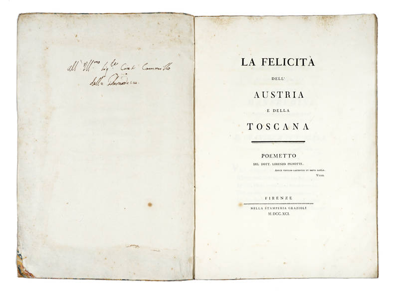 La felicità dell'Austria e della Toscana. Poemetto. La felicità dell'Austria e della Toscana. Poemetto.