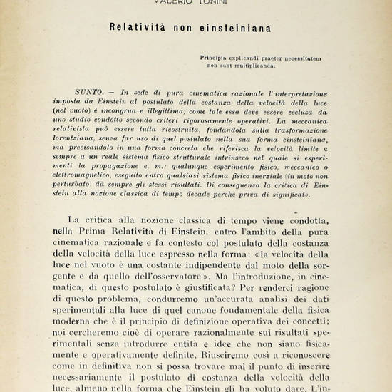 Relatività non einsteniana. (Estr.).