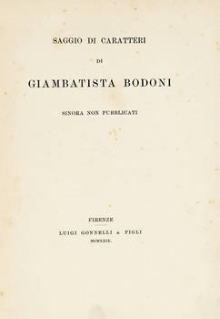 Saggio di caratteri di Giambattista Bodoni sinora non pubblicati.